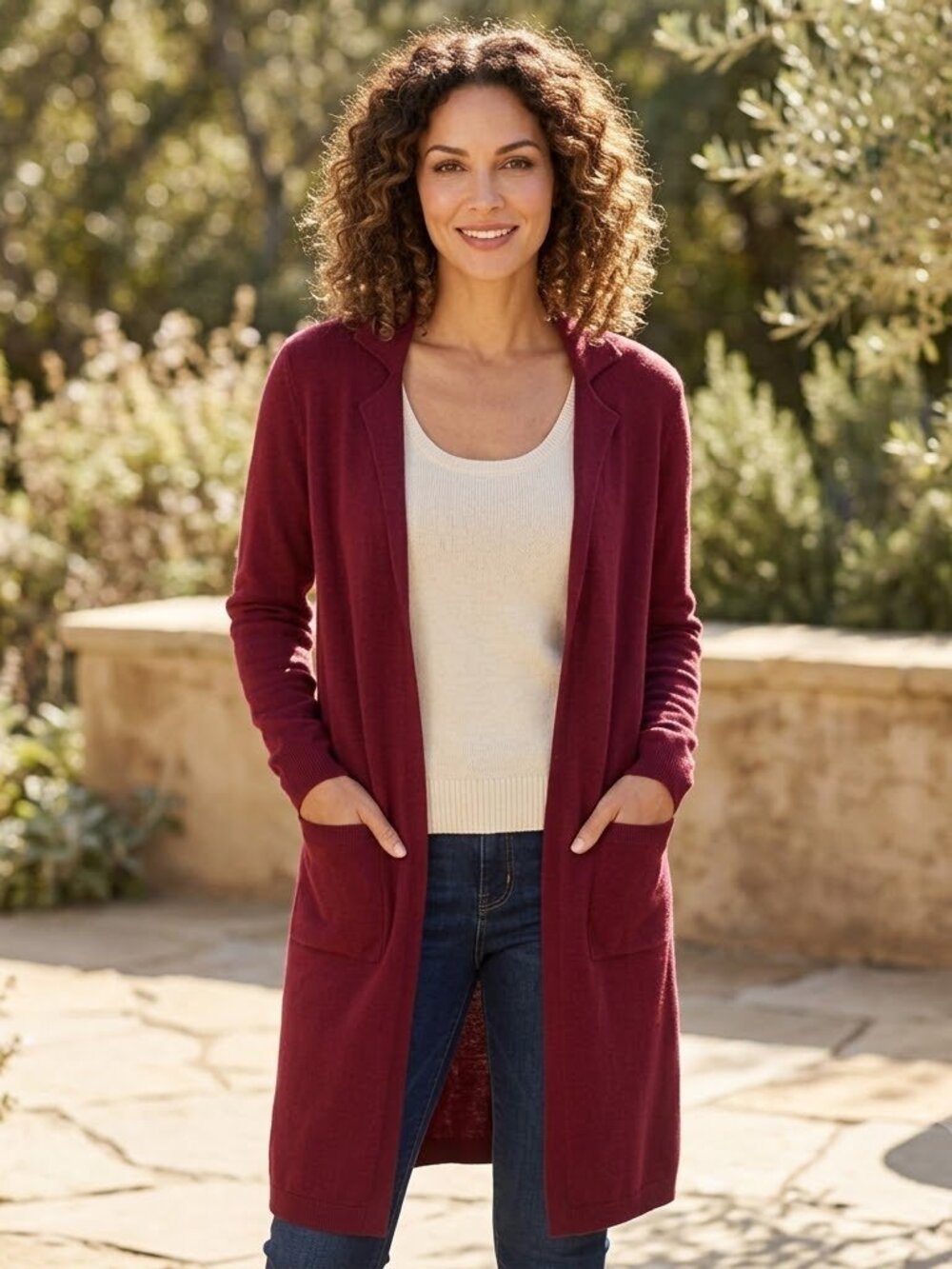 NWOT Chico's Women's Chunky Collared Red Duster Cardigan L